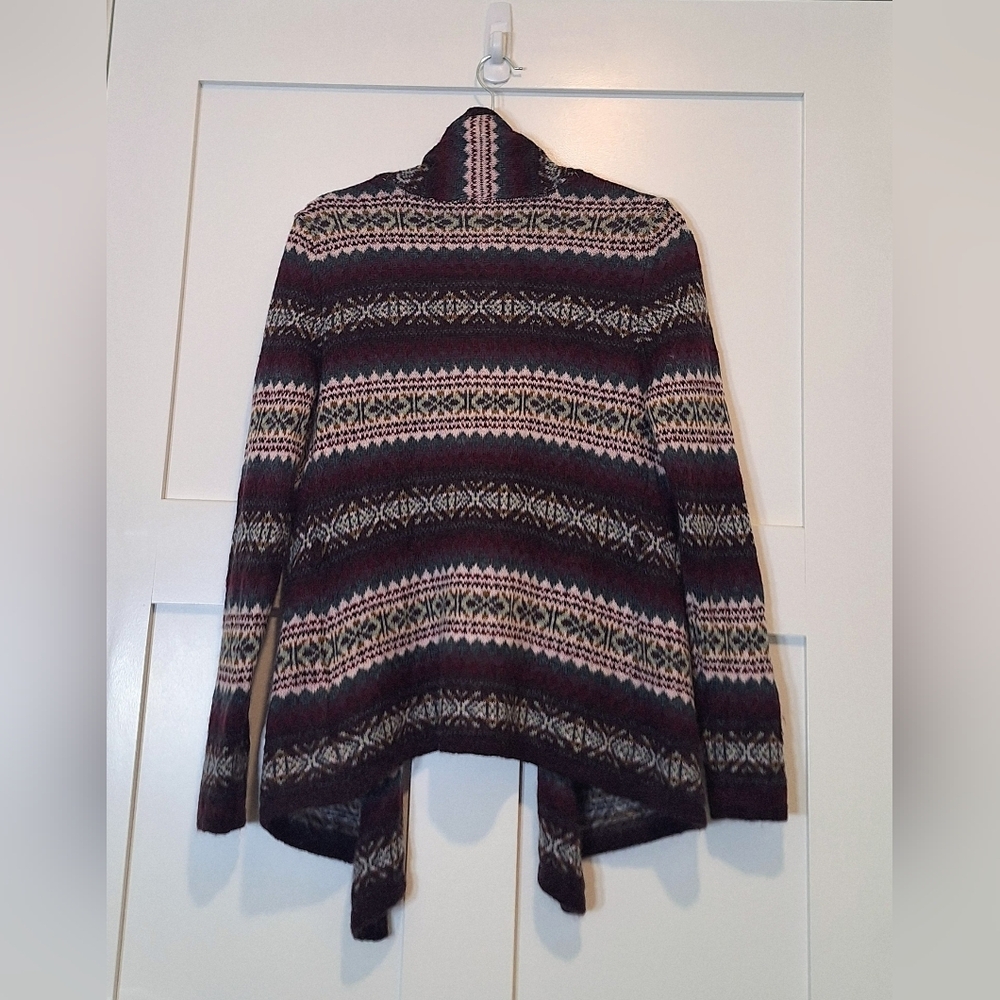H&M Mohair Blend LOGG Open Front Cardigan Fair Isle Aztec Sz Medium Multicolor - Picture 8 of 10